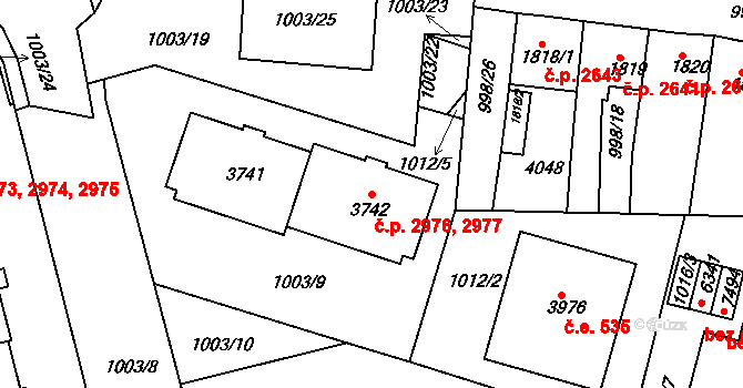 Havlíčkův Brod 2976,2977 na parcele st. 3742 v KÚ Havlíčkův Brod, Katastrální mapa