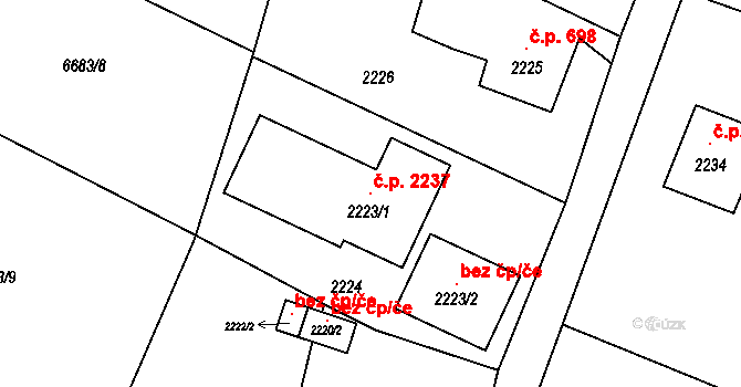 Rychvald 2237 na parcele st. 2223/1 v KÚ Rychvald, Katastrální mapa