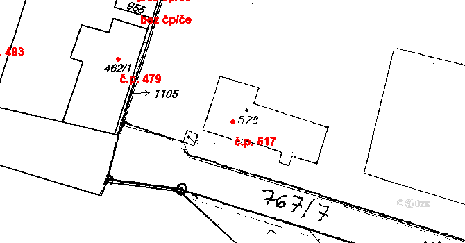 Chotěšov 517 na parcele st. 528 v KÚ Chotěšov, Katastrální mapa