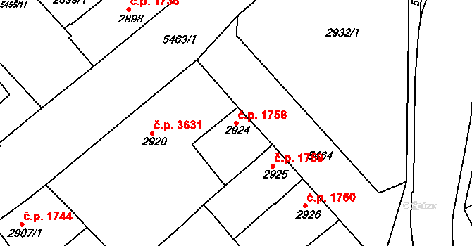 Znojmo 1758 na parcele st. 2924 v KÚ Znojmo-město, Katastrální mapa