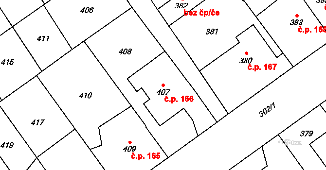 Přerov IV-Kozlovice 166, Přerov na parcele st. 407 v KÚ Kozlovice u Přerova, Katastrální mapa