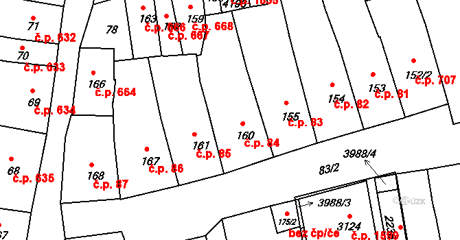 Lipník nad Bečvou I-Město 84, Lipník nad Bečvou na parcele st. 160 v KÚ Lipník nad Bečvou, Katastrální mapa