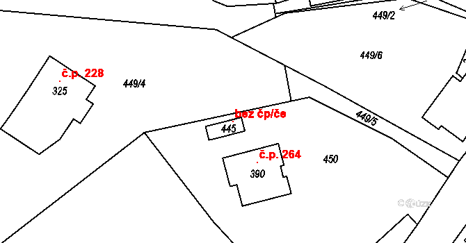 Lukavice 119007304 na parcele st. 445 v KÚ Lukavice u Rychnova nad Kněžnou, Katastrální mapa