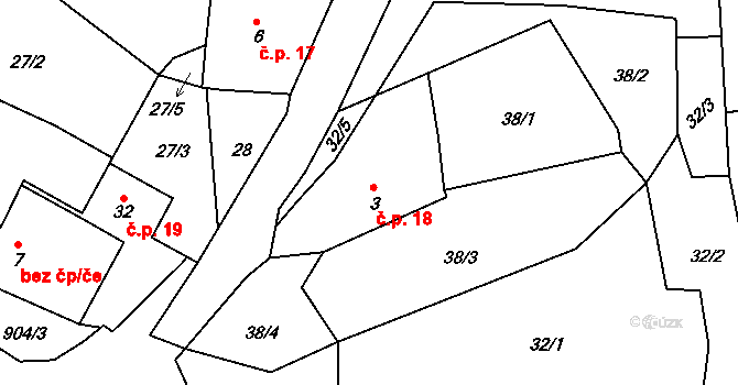 Rankovice 18, Teplá na parcele st. 3 v KÚ Rankovice, Katastrální mapa