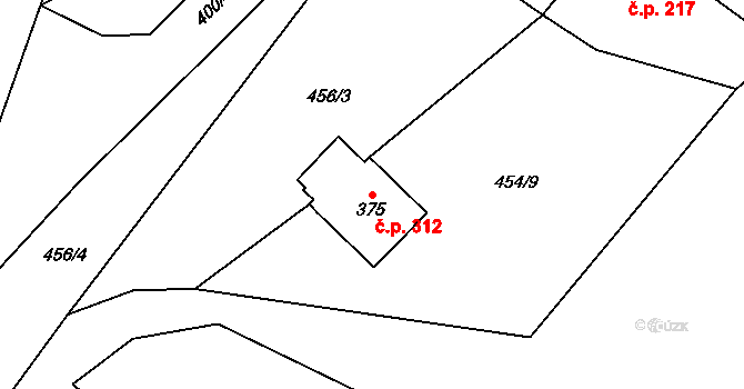Železná Ruda 312 na parcele st. 375 v KÚ Železná Ruda, Katastrální mapa