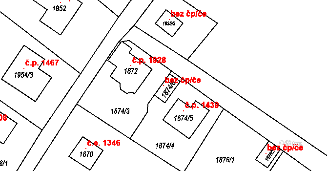 Černošice 120511304 na parcele st. 1874/6 v KÚ Černošice, Katastrální mapa
