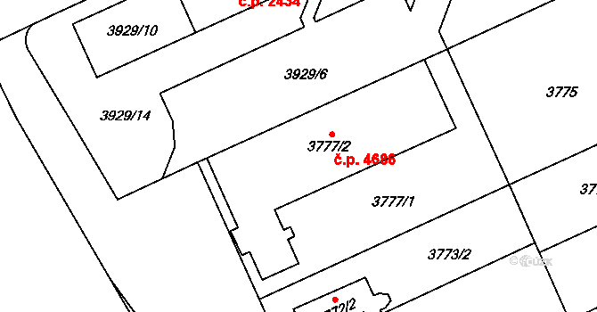 Jihlava 4686 na parcele st. 3777/2 v KÚ Jihlava, Katastrální mapa