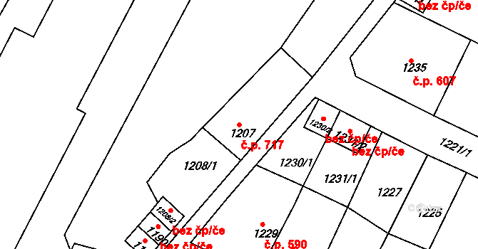 Rýmařov 717 na parcele st. 1207 v KÚ Rýmařov, Katastrální mapa