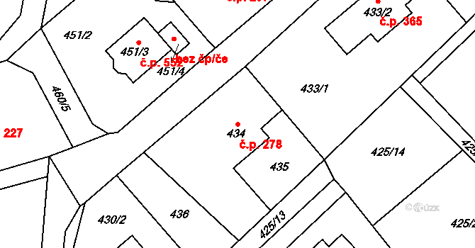 Krmelín 278 na parcele st. 434 v KÚ Krmelín, Katastrální mapa