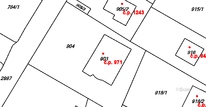 Děčín II-Nové Město 971, Děčín na parcele st. 903 v KÚ Děčín, Katastrální mapa