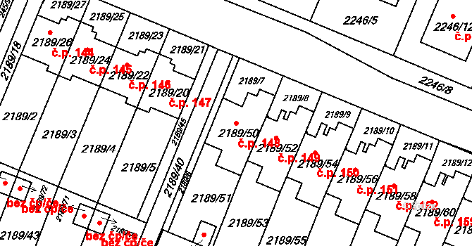 Třeboň II 148, Třeboň na parcele st. 2189/50 v KÚ Třeboň, Katastrální mapa