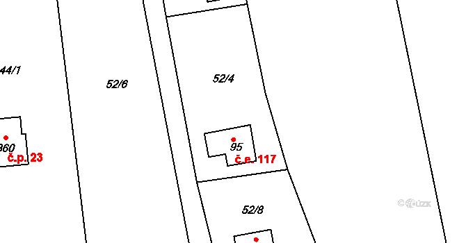 Skuhrov 117 na parcele st. 95 v KÚ Skuhrov pod Brdy, Katastrální mapa