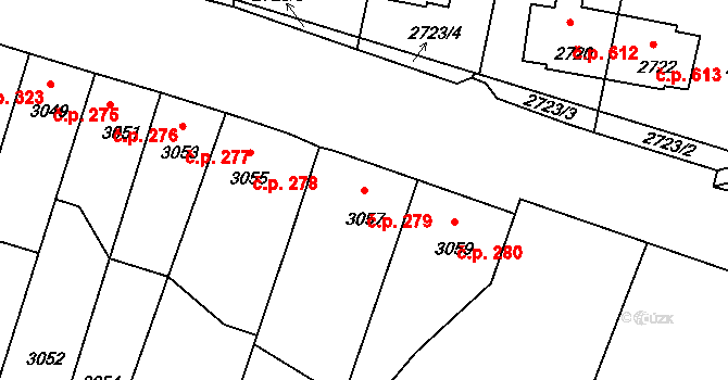 Mimoň I 279, Mimoň na parcele st. 3057 v KÚ Mimoň, Katastrální mapa