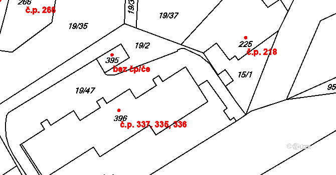 Smidary 335,336,337 na parcele st. 396 v KÚ Smidary, Katastrální mapa