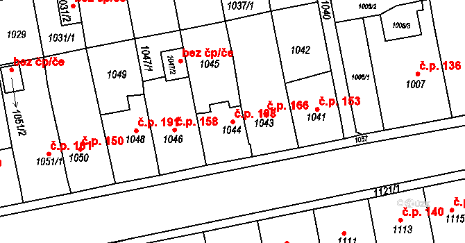 Miřetice u Klášterce nad Ohří 198, Klášterec nad Ohří na parcele st. 1044 v KÚ Miřetice u Klášterce nad Ohří, Katastrální mapa