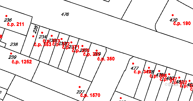 Husovice 350, Brno na parcele st. 229 v KÚ Husovice, Katastrální mapa