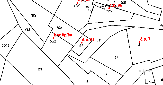Divice 51, Vinařice na parcele st. 51 v KÚ Divice, Katastrální mapa