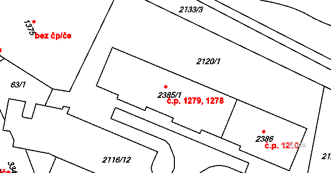 Nejdek 1278,1279 na parcele st. 2385/1 v KÚ Nejdek, Katastrální mapa
