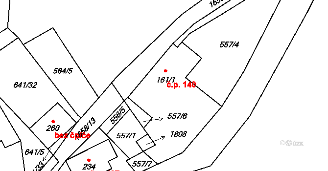Milíře 140 na parcele st. 161/1 v KÚ Milíře u Tachova, Katastrální mapa