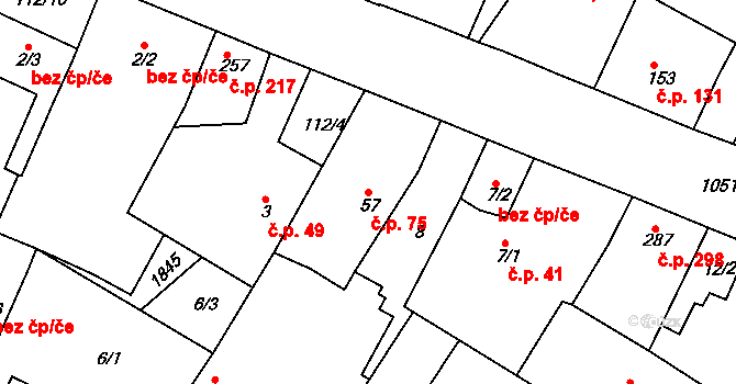 Staňkov II 75, Staňkov na parcele st. 57 v KÚ Staňkov-ves, Katastrální mapa