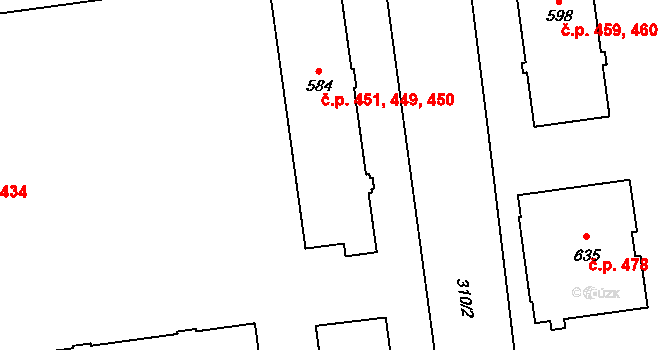 Úšovice 449,450,451, Mariánské Lázně na parcele st. 584 v KÚ Úšovice, Katastrální mapa