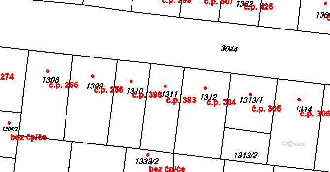 Nusle 383, Praha na parcele st. 1311 v KÚ Nusle, Katastrální mapa