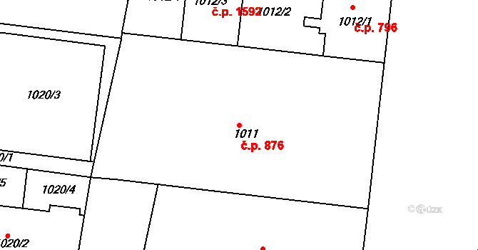Holešovice 876, Praha na parcele st. 1011 v KÚ Holešovice, Katastrální mapa