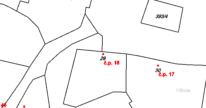 Dunovice 16, Cehnice na parcele st. 29 v KÚ Dunovice, Katastrální mapa