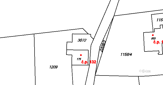 Hořejší Vrchlabí 132, Vrchlabí na parcele st. 175 v KÚ Hořejší Vrchlabí, Katastrální mapa