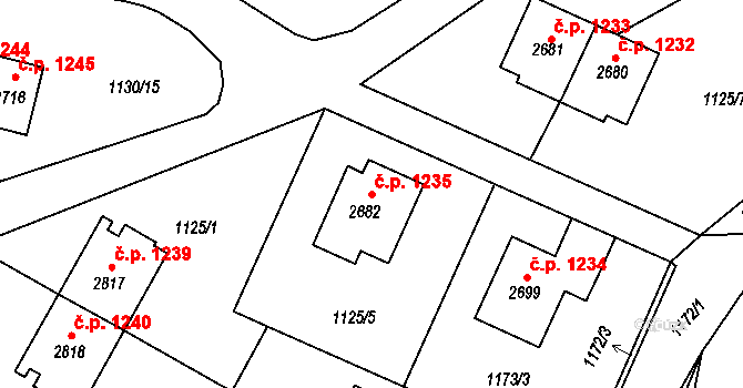 Vrchlabí 1235 na parcele st. 2682 v KÚ Vrchlabí, Katastrální mapa