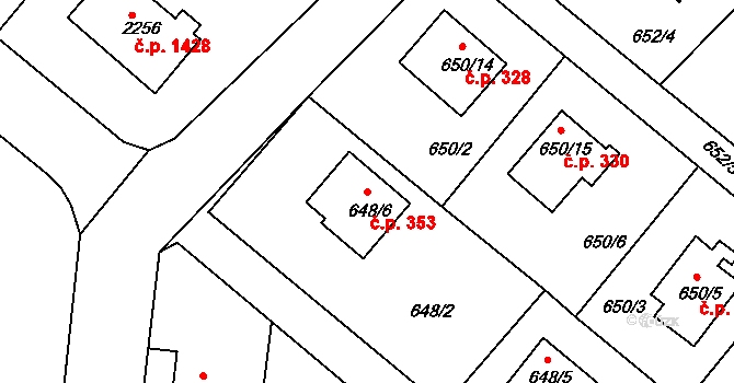 Rumburk 1 353, Rumburk na parcele st. 648/6 v KÚ Rumburk, Katastrální mapa