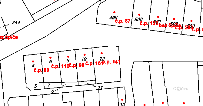 Opatovice 141 na parcele st. 12 v KÚ Opatovice u Rajhradu, Katastrální mapa