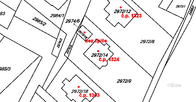 Rýmařov 1324 na parcele st. 2972/14 v KÚ Rýmařov, Katastrální mapa