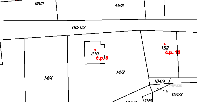 Šternov 5, Divišov na parcele st. 210 v KÚ Měchnov, Katastrální mapa