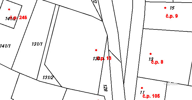 Netvořice 13 na parcele st. 130 v KÚ Netvořice, Katastrální mapa