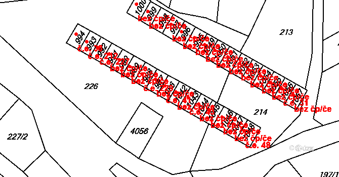 Hranice 41 na parcele st. 986 v KÚ Hranice u Aše, Katastrální mapa