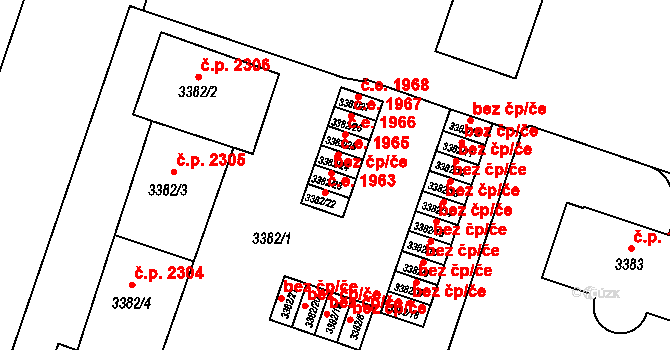 Teplice 39153304 na parcele st. 3382/23 v KÚ Teplice, Katastrální mapa