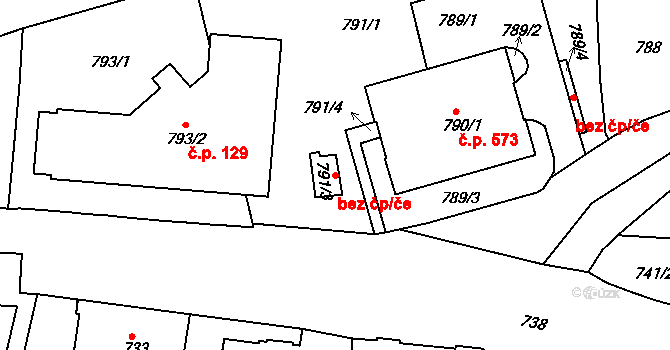 Jemnice 40147304 na parcele st. 791/3 v KÚ Jemnice, Katastrální mapa