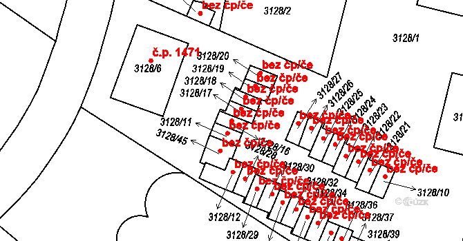 Praha 40425304 na parcele st. 3128/16 v KÚ Dejvice, Katastrální mapa