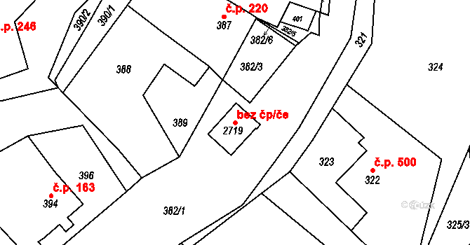 Želechovice nad Dřevnicí 41206304 na parcele st. 2719 v KÚ Želechovice nad Dřevnicí, Katastrální mapa