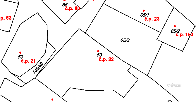 Vršovice 22 na parcele st. 63 v KÚ Vršovice u Opavy, Katastrální mapa