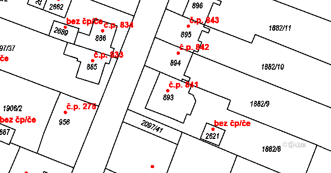 Kateřinky 841, Opava na parcele st. 893 v KÚ Kateřinky u Opavy, Katastrální mapa