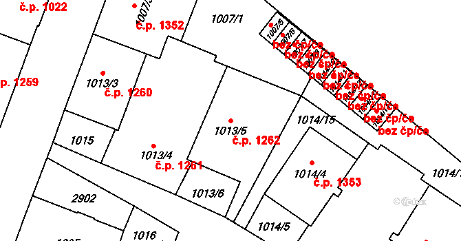 Předměstí 1262, Opava na parcele st. 1013/5 v KÚ Opava-Předměstí, Katastrální mapa