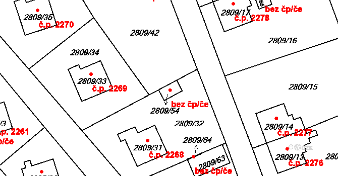 Teplice 45135304 na parcele st. 2809/54 v KÚ Teplice, Katastrální mapa