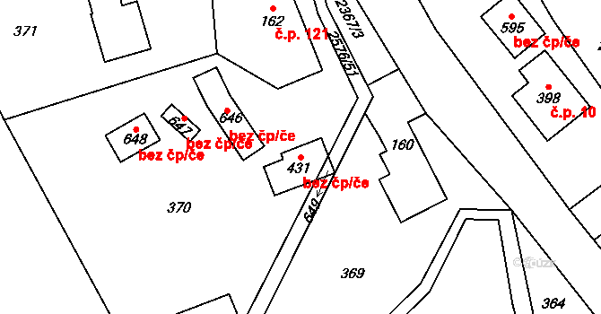 Hnátnice 45500304 na parcele st. 431 v KÚ Hnátnice, Katastrální mapa