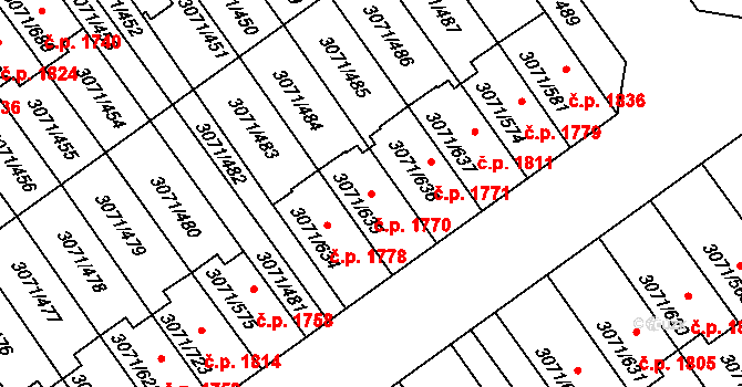 Hlučín 1770 na parcele st. 3071/635 v KÚ Hlučín, Katastrální mapa