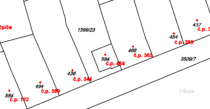 Březolupy 484 na parcele st. 594 v KÚ Březolupy, Katastrální mapa