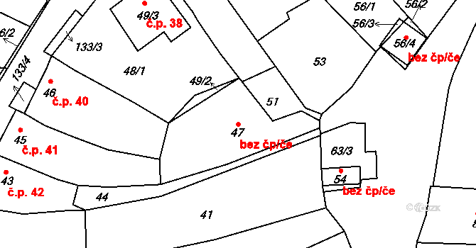 Klobouky u Brna 47085304 na parcele st. 47 v KÚ Bohumilice, Katastrální mapa