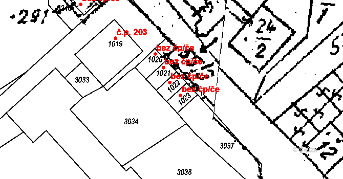 Prosiměřice 48856304 na parcele st. 1022 v KÚ Prosiměřice, Katastrální mapa
