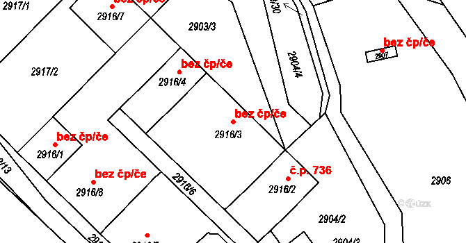 Jemnice 50336304 na parcele st. 2916/3 v KÚ Jemnice, Katastrální mapa
